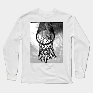 Basketball art print swoosh 41- black and white basketball art Long Sleeve T-Shirt